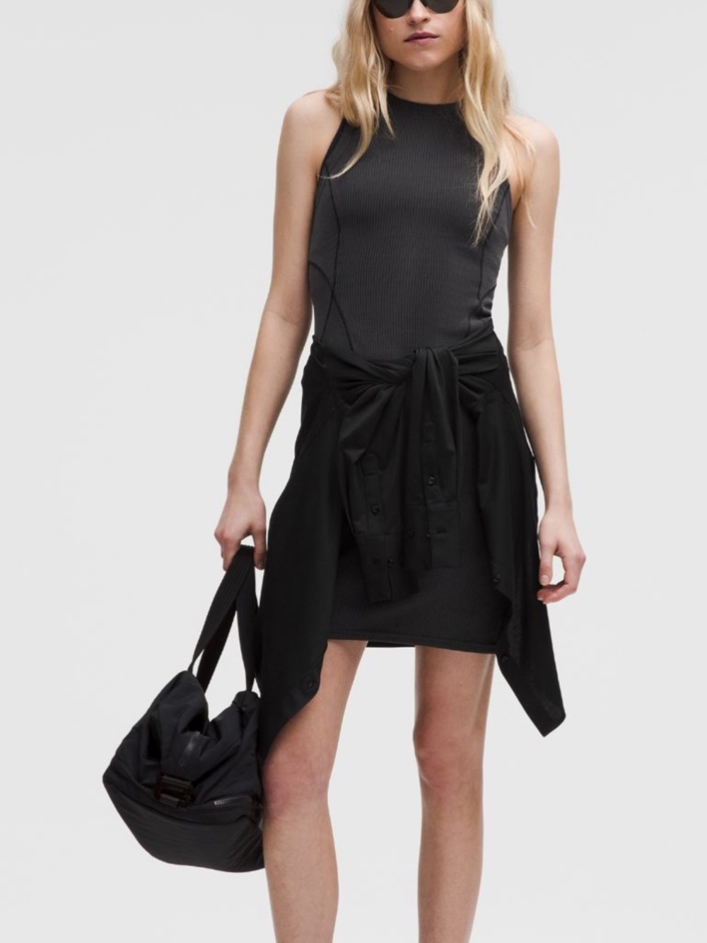 Lululemon Ribbed Softstreme Slim-Fit Tank Dress Black Size 12